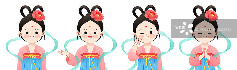 卡通汉服女孩系列动态（一）图片素材