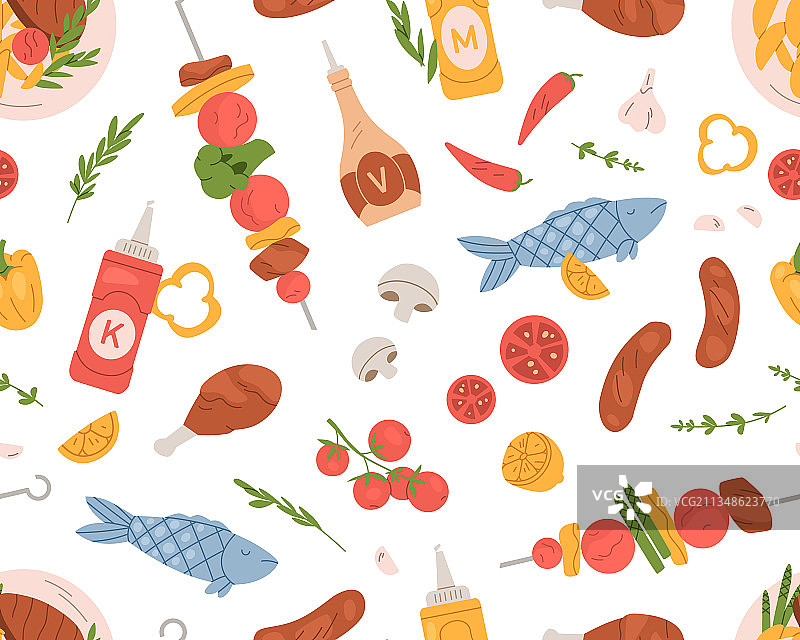 烧烤美食无缝图案图片素材
