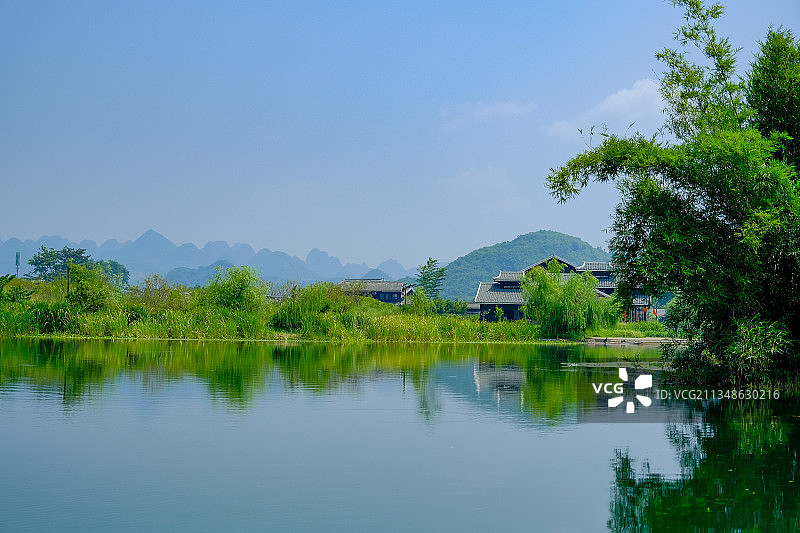 桂林世外桃源山水田园风光图片素材