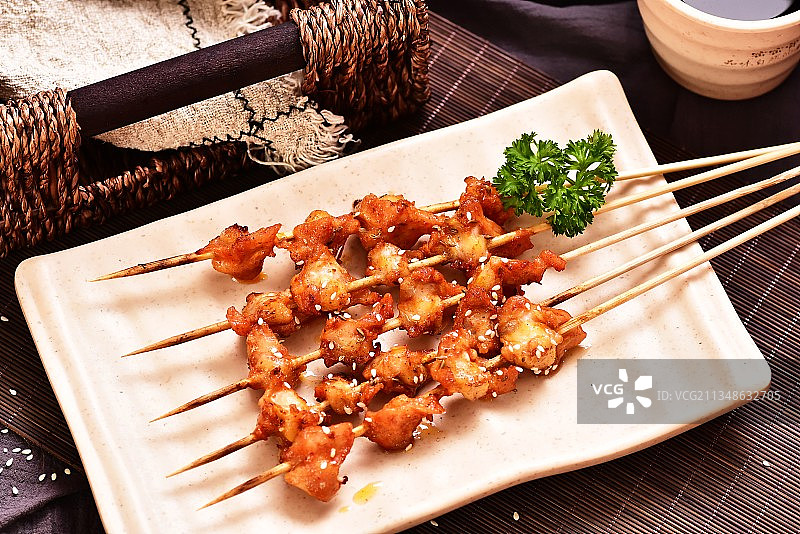 烤串鸡脆骨图片素材