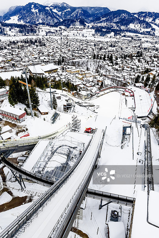 德国阿尔高州奥伯斯多夫的跳台滑雪训练区图片素材