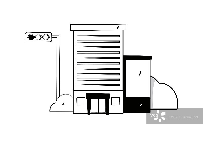 黑白线条文艺房子创意插画图片素材