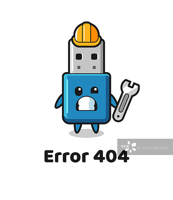 404错误，可爱的U盘吉祥物图片素材
