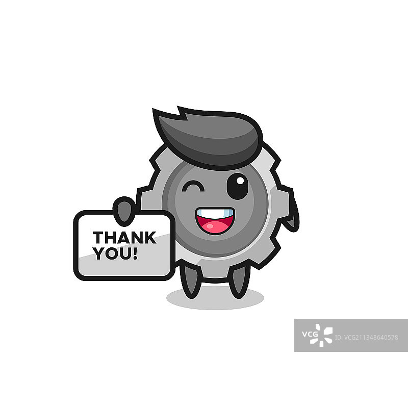 拿着banner的齿轮吉祥物图片素材