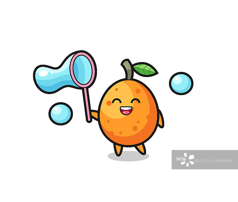 快乐金桔卡通吹泡泡图片素材