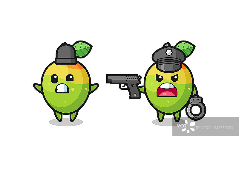 警察抓捕的举手投降的芒果劫匪图片素材