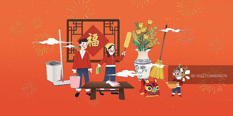 腊月二十四-扫房子图片素材
