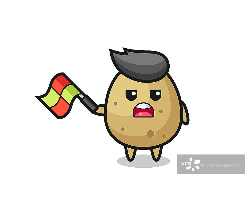 举旗的土豆卡通形象裁判图片素材