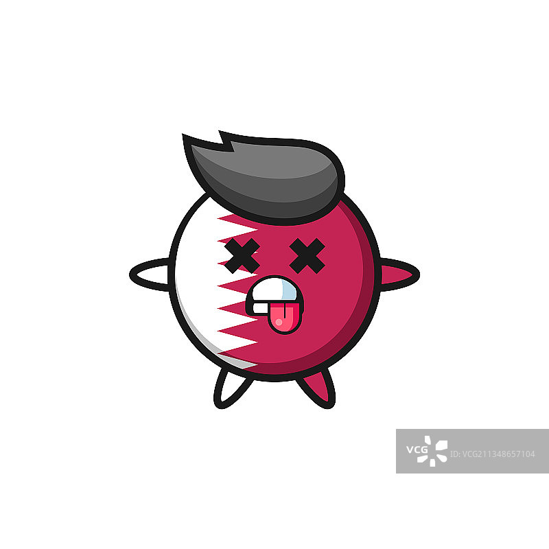 可爱的卡塔尔国旗徽章角色图片素材