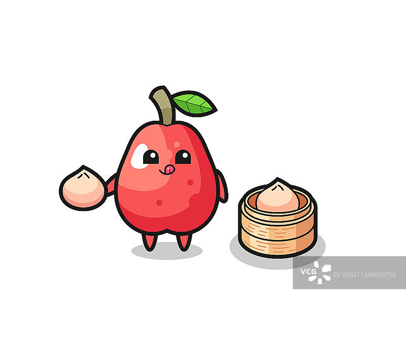 可爱莲雾角色吃馒头图片素材