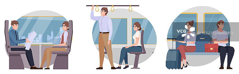 公共交通元素组合图片素材