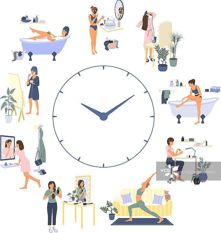 日常时间扁平化构图图片素材