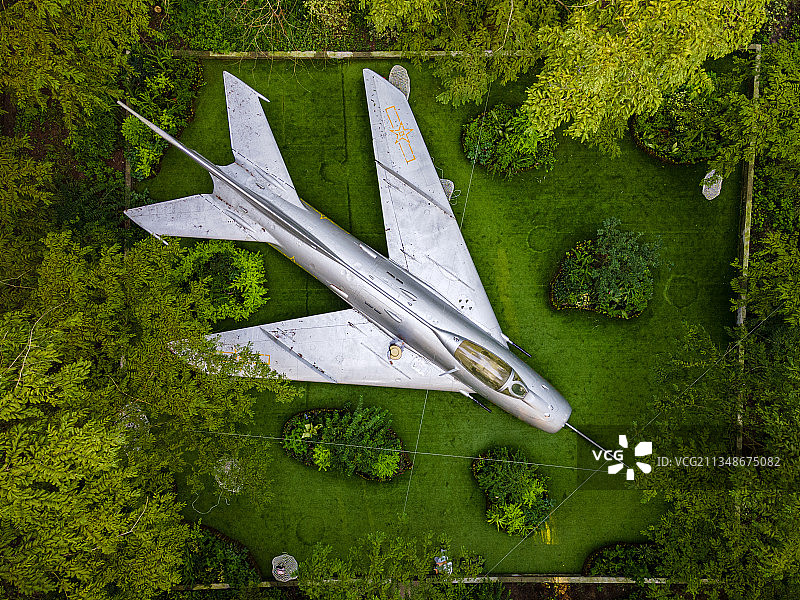 上海 崇明 共青森林公园 森林 歼六飞机 航拍图片素材