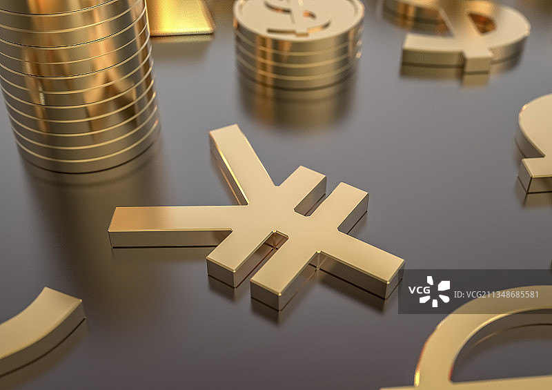 金属铸造的货币符号图片素材