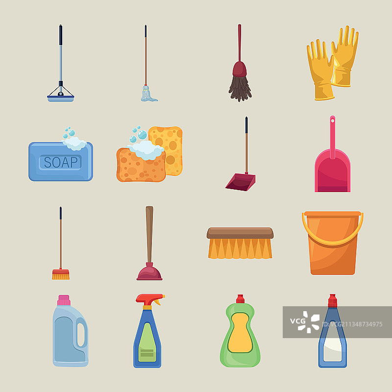 十六个家务图标图片素材