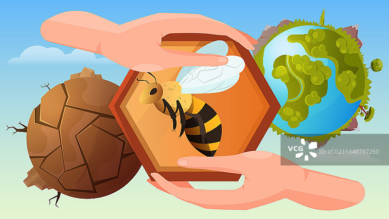 蜜蜂保护扁平背景图片素材