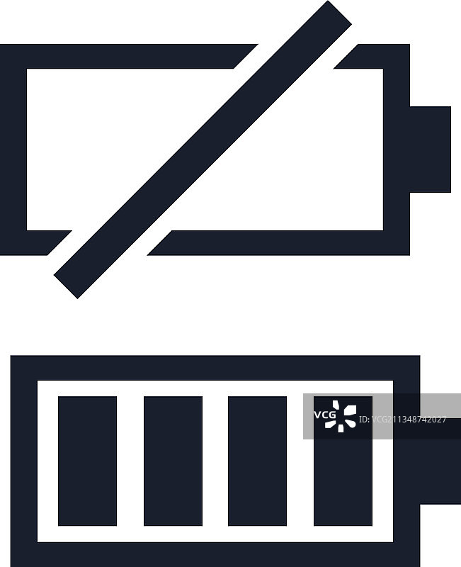 低电量和满电量黑色图标集图片素材