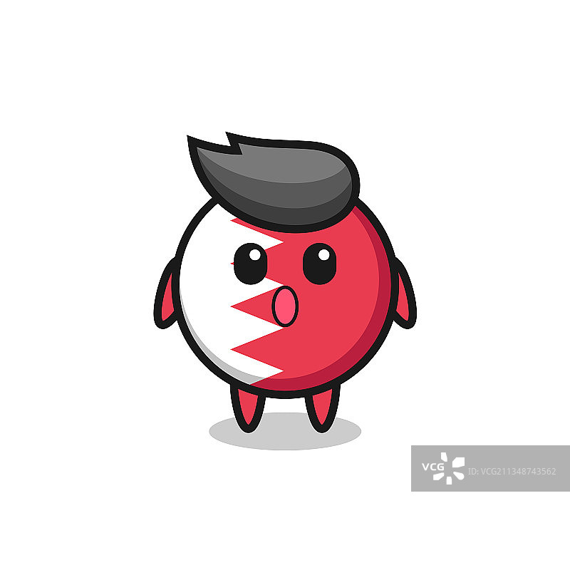 巴林国旗徽章的惊讶表情图片素材