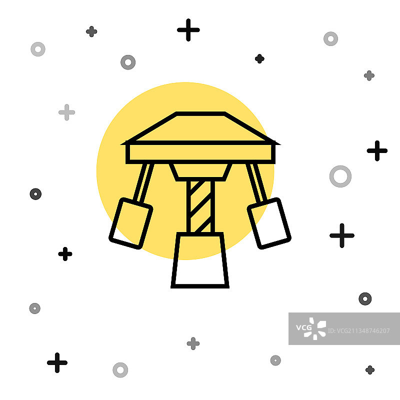 黑色线条旋转木马图标，已隔离图片素材