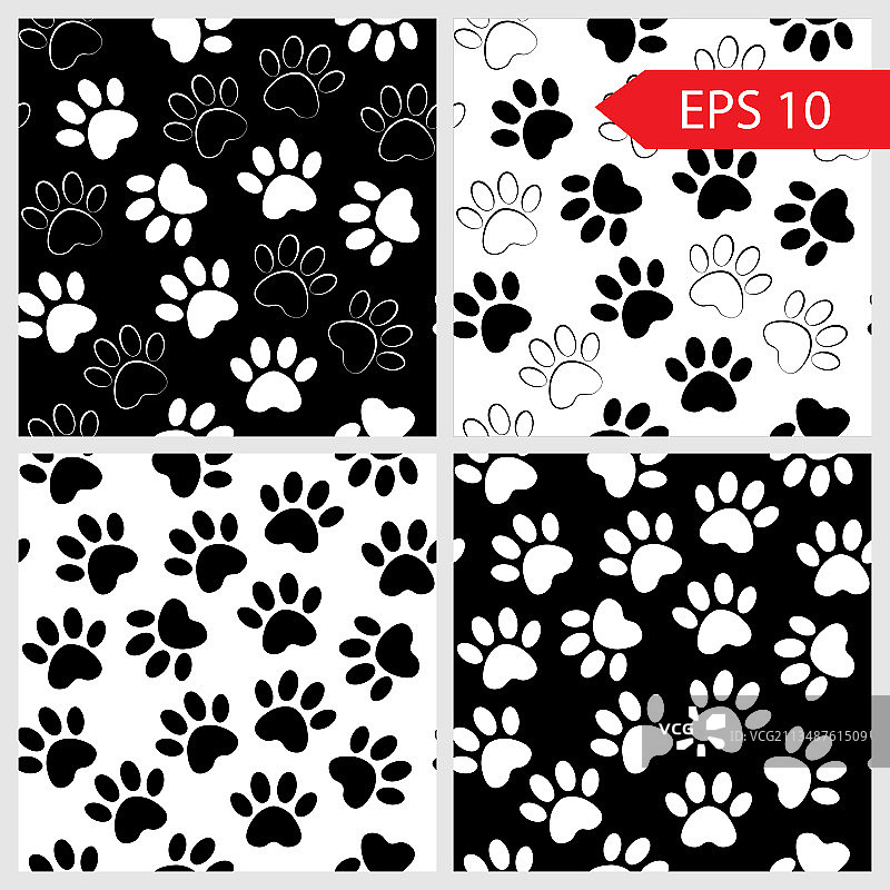 黑白爪印合集图片素材