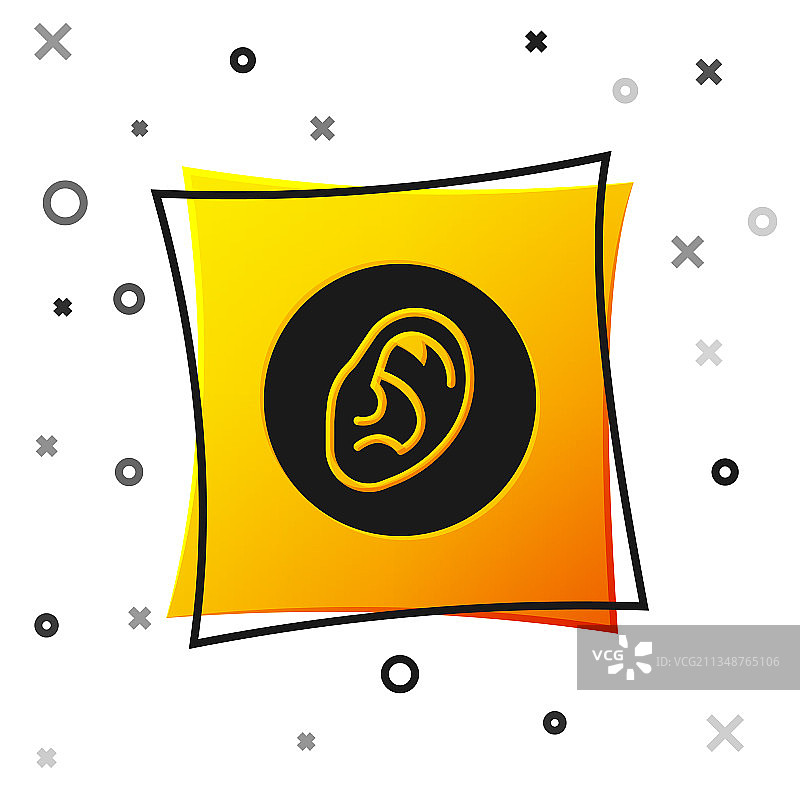 黑色耳朵收听声音信号图标图片素材