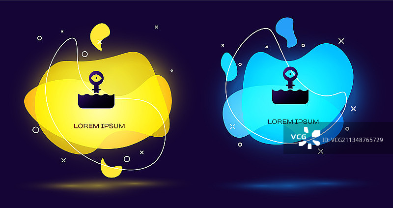 水面波浪中的黑色潜望镜图标图片素材