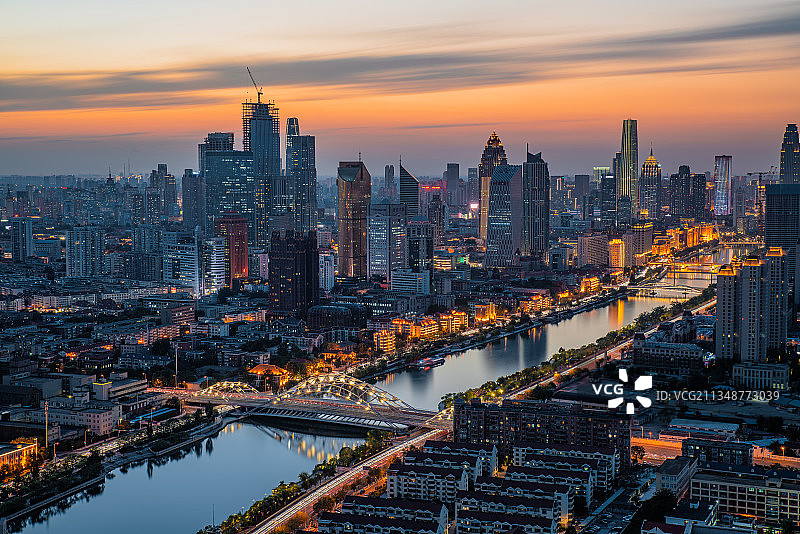 天津海河黄昏图片素材