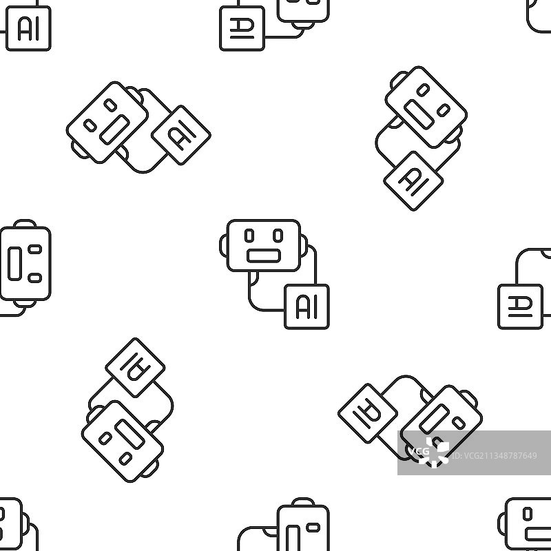 灰色线条人工智能机器人图标图片素材