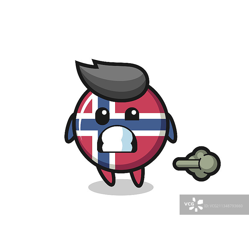 卡通挪威国旗徽章放屁图片素材