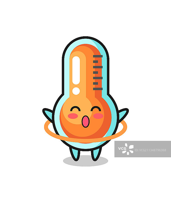 玩呼啦圈的可爱温度计卡通图片素材