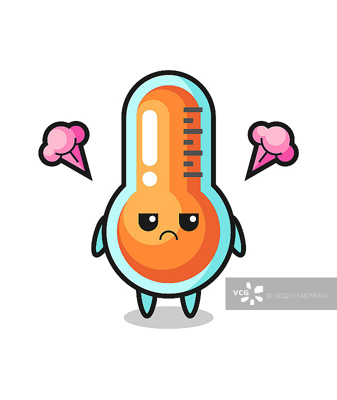 可爱的温度计不悦的表情图片素材