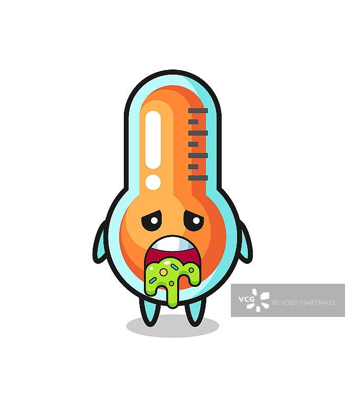 可爱的温度计角色想呕吐图片素材