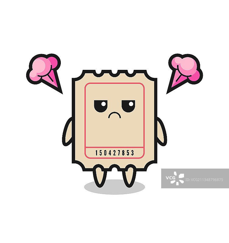 可爱的票卡通的恼怒表情图片素材