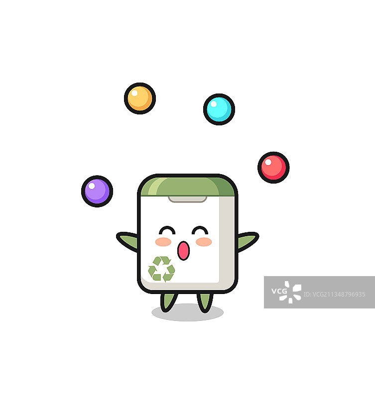 马戏团卡通垃圾桶杂耍表演图片素材