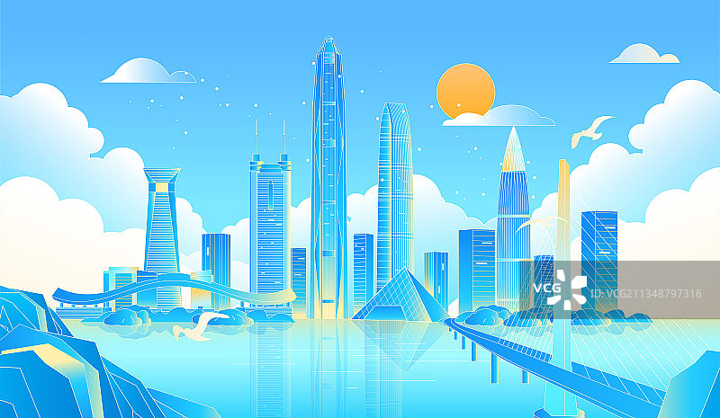 深圳城市建筑插画图片素材