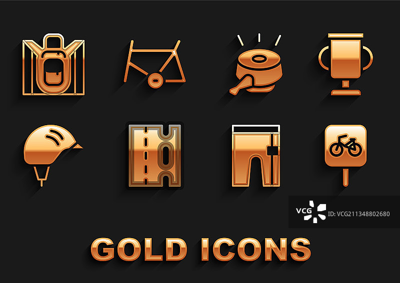 自行车道奖杯自行车停车位套装图片素材