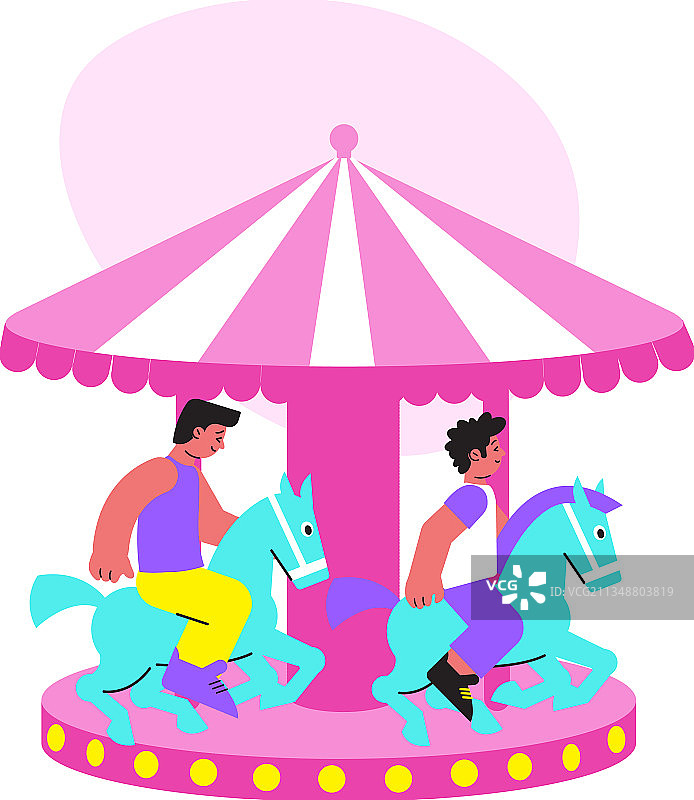 扁平风格旋转木马图片素材