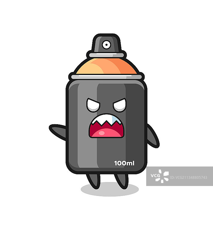 可爱喷漆卡通，愤怒姿势图片素材