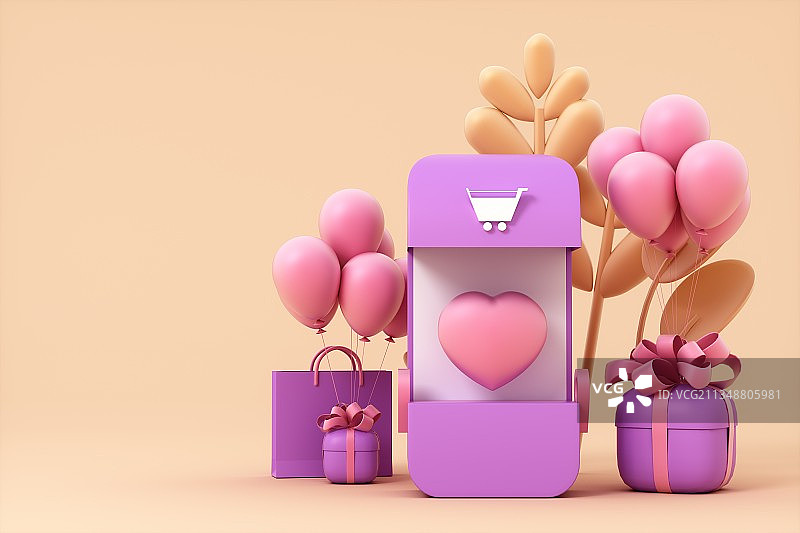 3D渲染的创意手机图图片素材