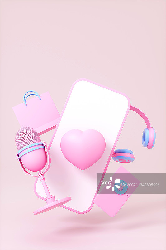 3d渲染的直播主题概念图图片素材