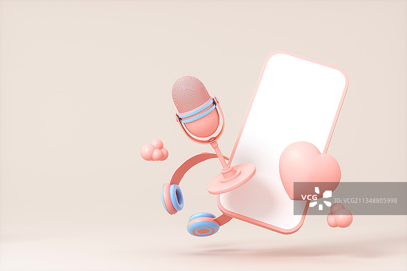 3d渲染的直播主题概念图图片素材