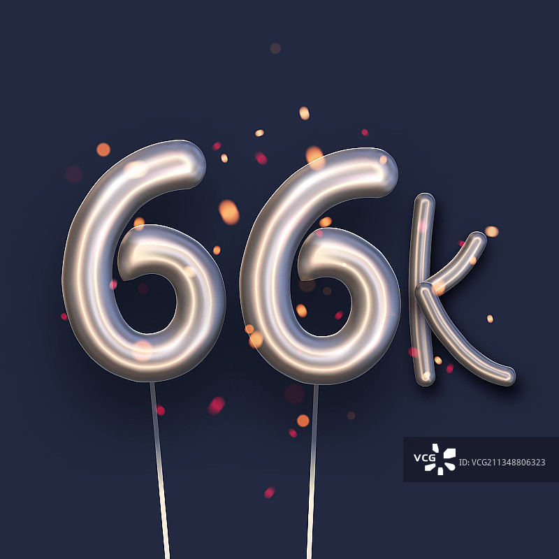 深蓝色背景上的银色66k气球标志图片素材