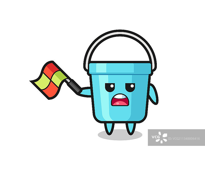 塑料桶卡通形象担任边线裁判图片素材