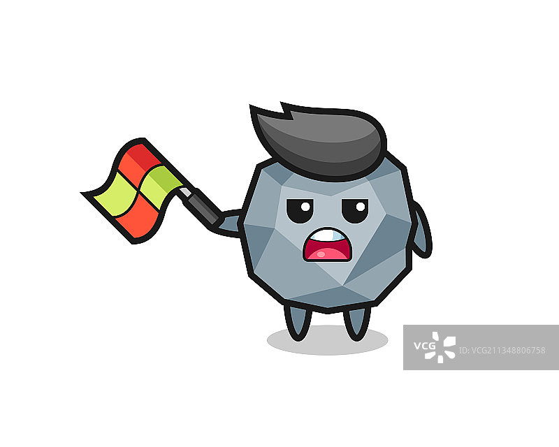 卡通石头的线条裁判举旗图片素材