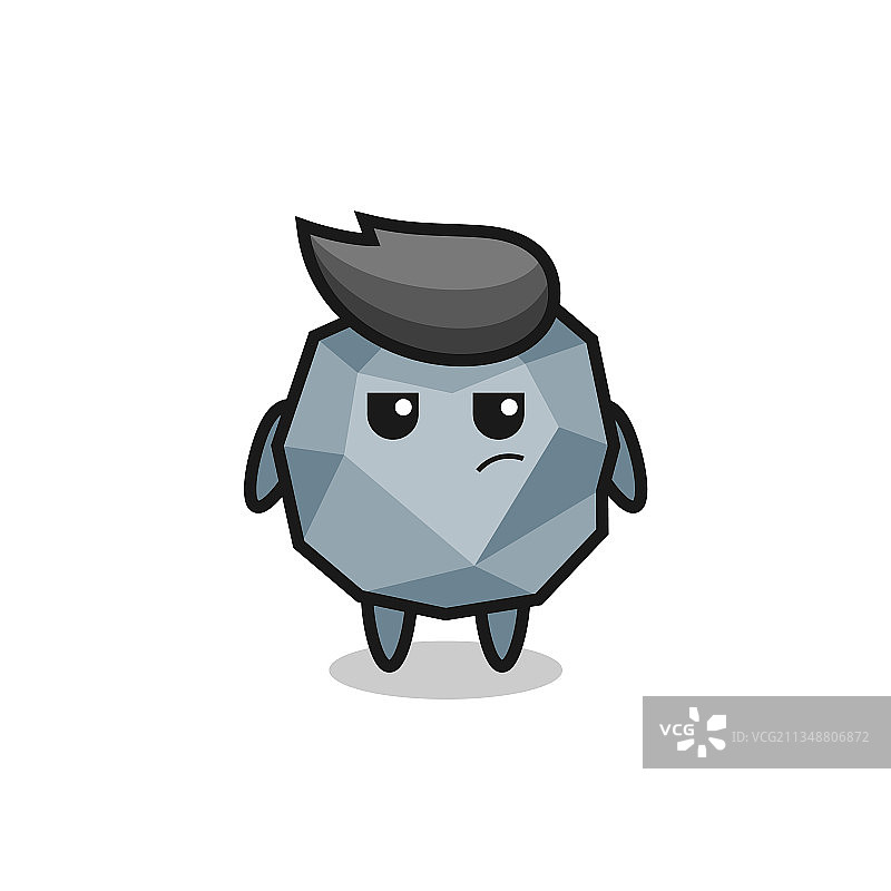 带有可疑表情的可爱石头角色图片素材