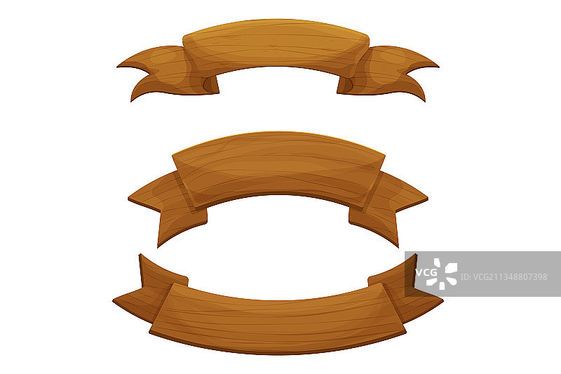 卡通风格的木制乡村banner彩带套装图片素材