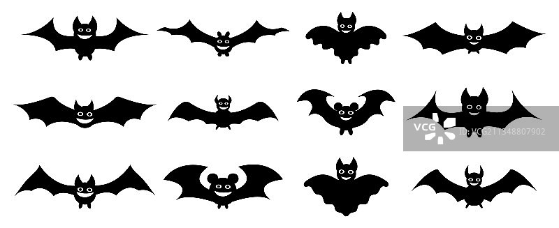 卡通风格蝙蝠剪影合集图片素材