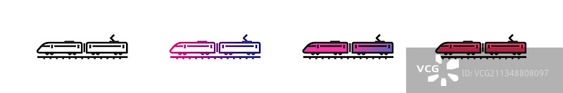 黑色填充电力火车轮廓样式图片素材