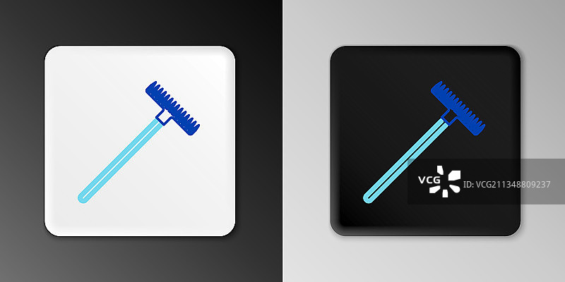 灰色背景上的花园耙子线性图标图片素材