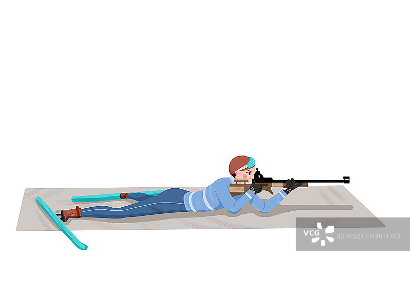 滑雪运动冬季两项之卧式射击图片素材